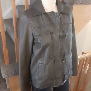 DANIER Leather Dark Green Jacket- 3XS- Fits Like Women's Regular Size Small